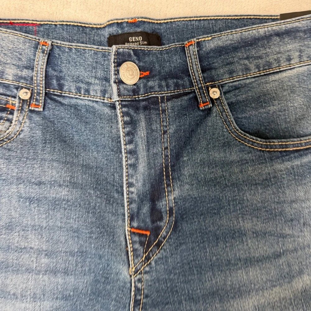 True Religion Geno SN Flap‎ Slim Mens Jeans Medium Spiced Orchard Wash 32 700596
